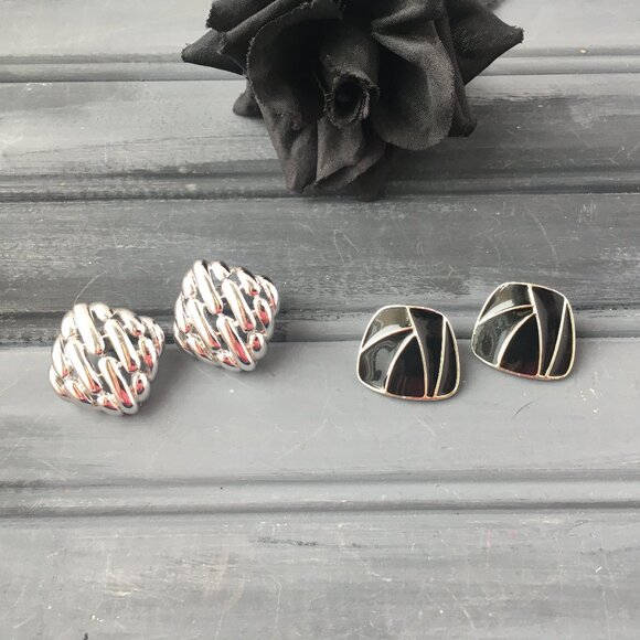 Silver + Black Earring Lot (Lot of 2) - Picture 1 of 9
